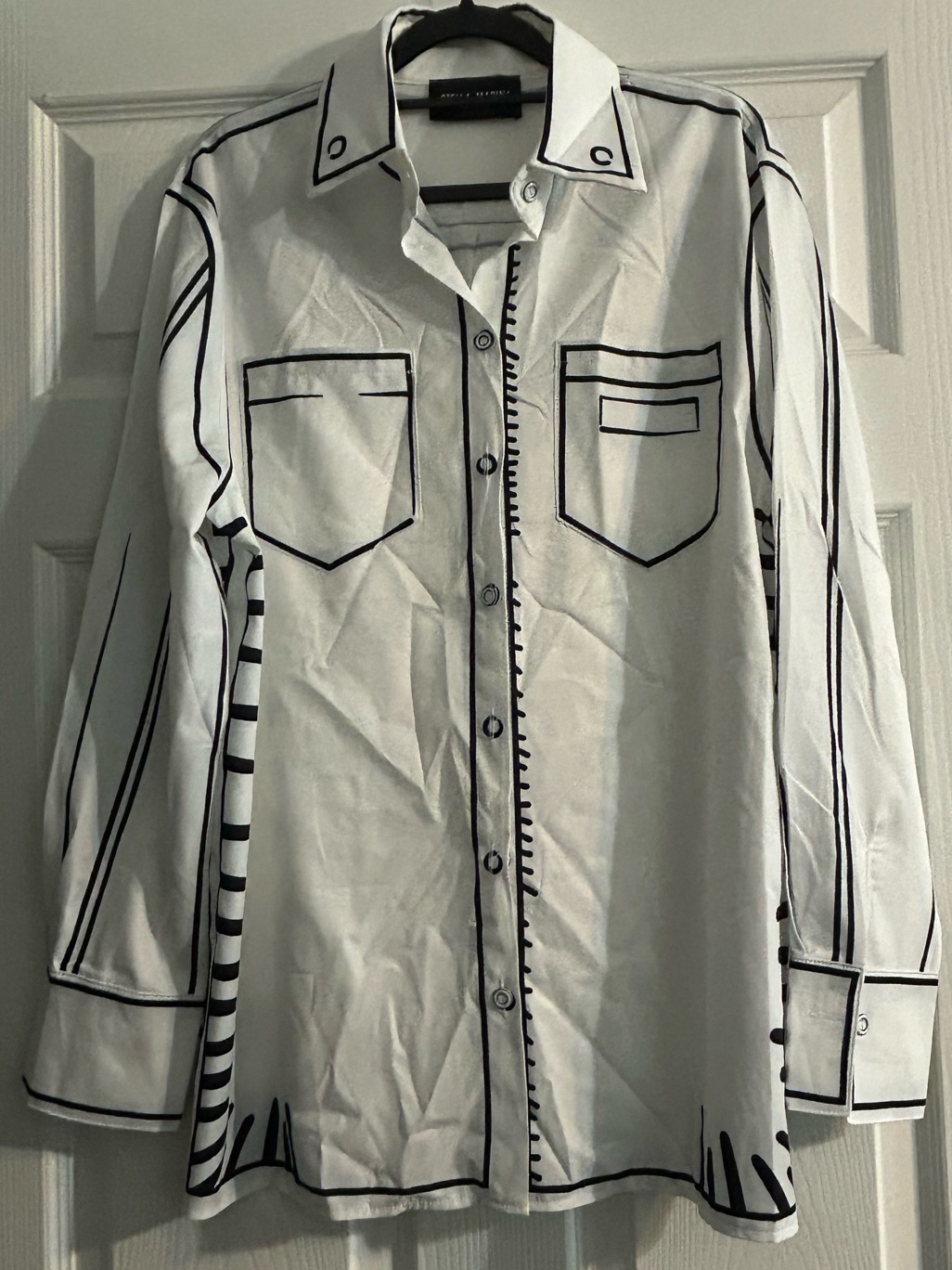 Nwot Cartoon Button-Down Shirt With Black Trim